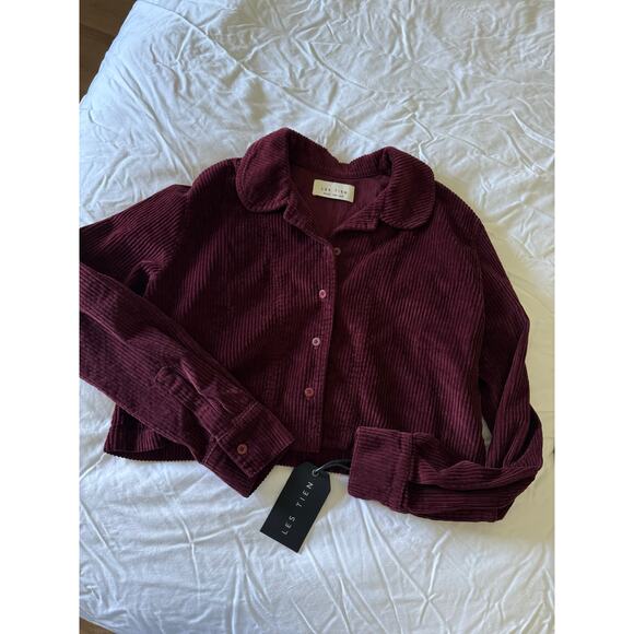 $242 New Les Tien Iris Bordeaux Corduroy Button Up - Small - Picture 5 of 9